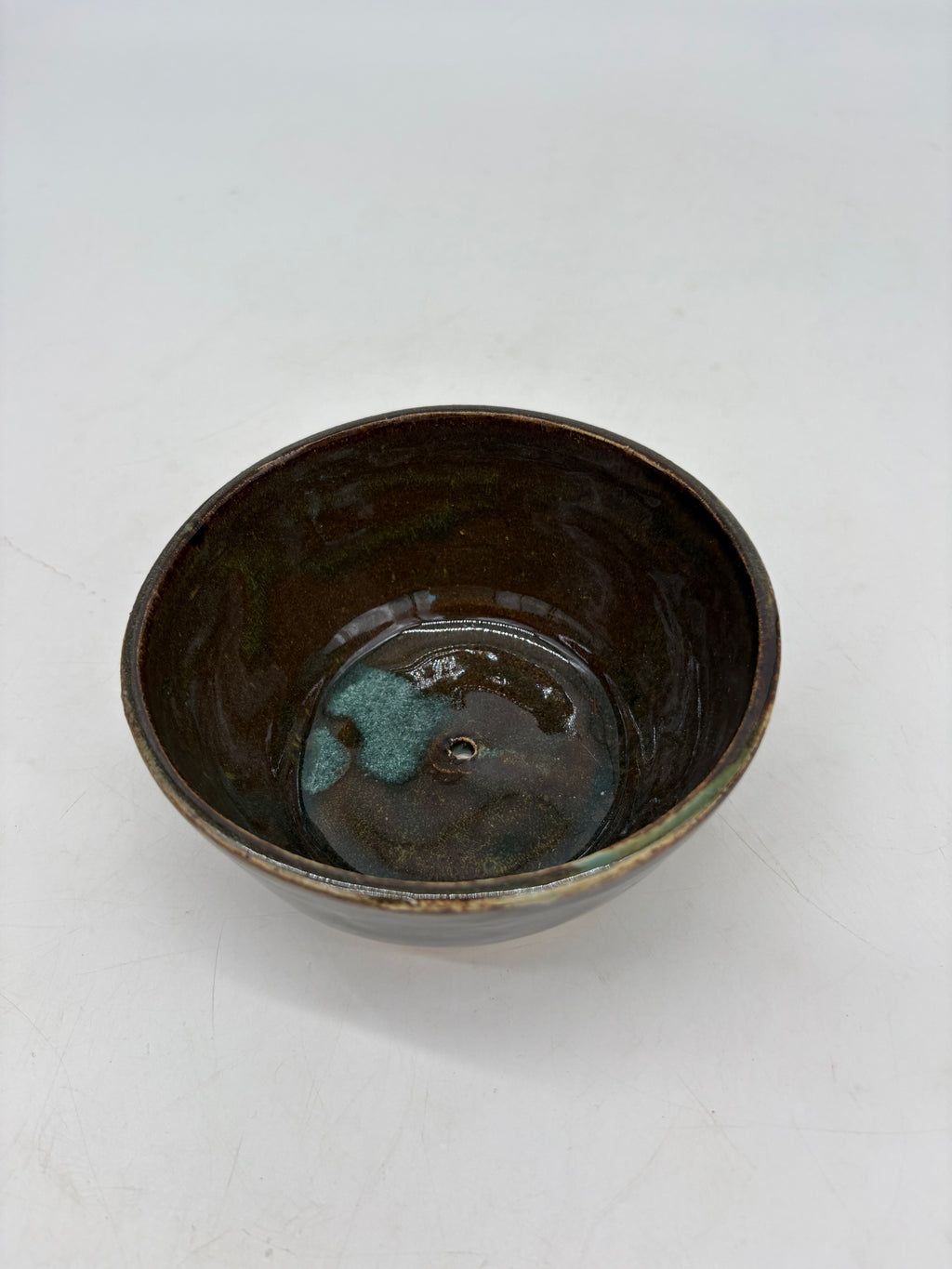 Dark Brown with Teal Streaks Planter