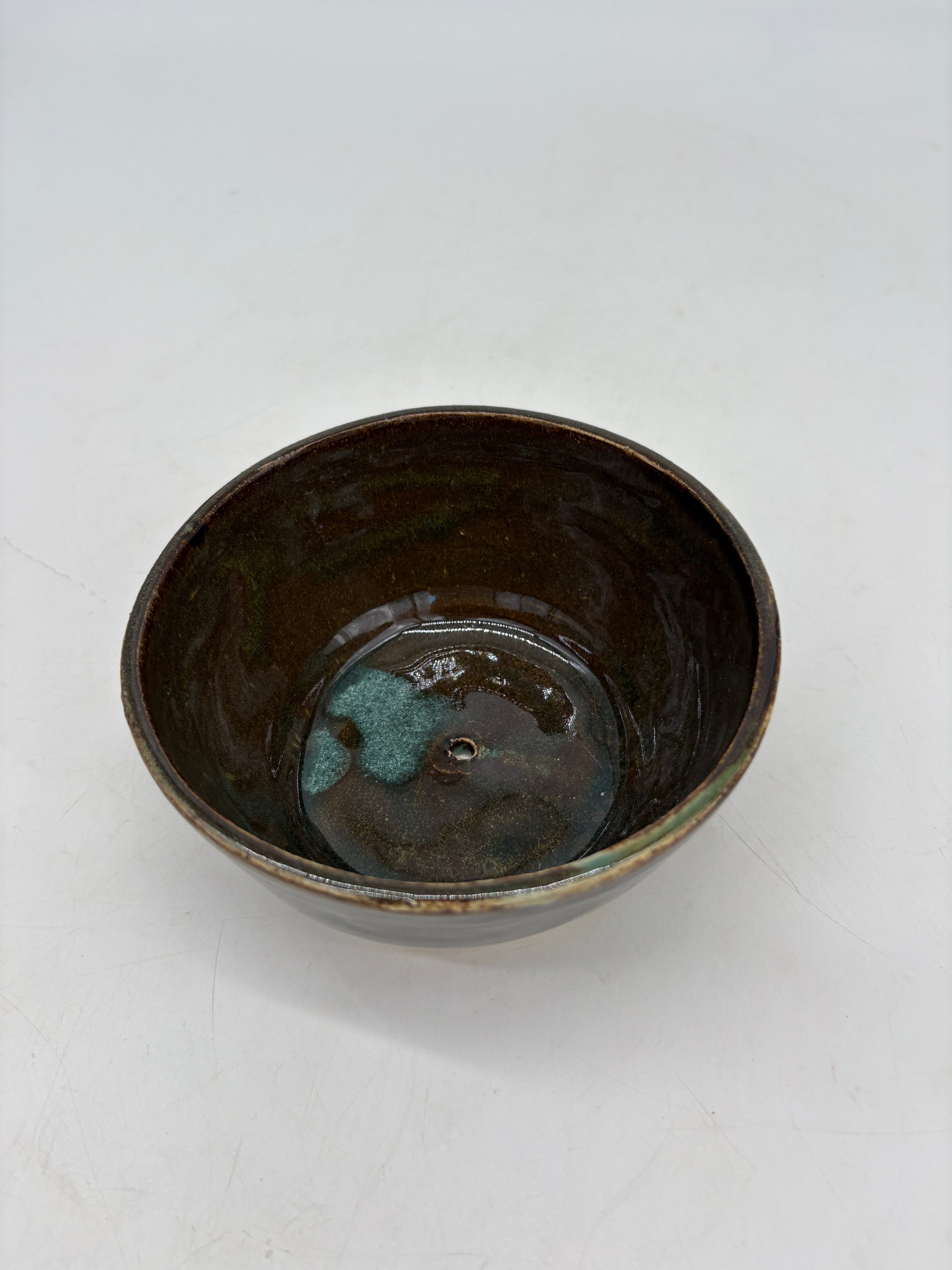 Dark Brown with Teal Streaks Planter