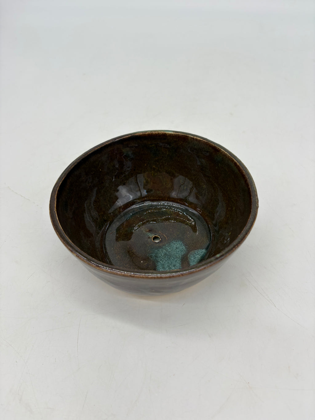 Dark Brown with Teal Streaks Planter