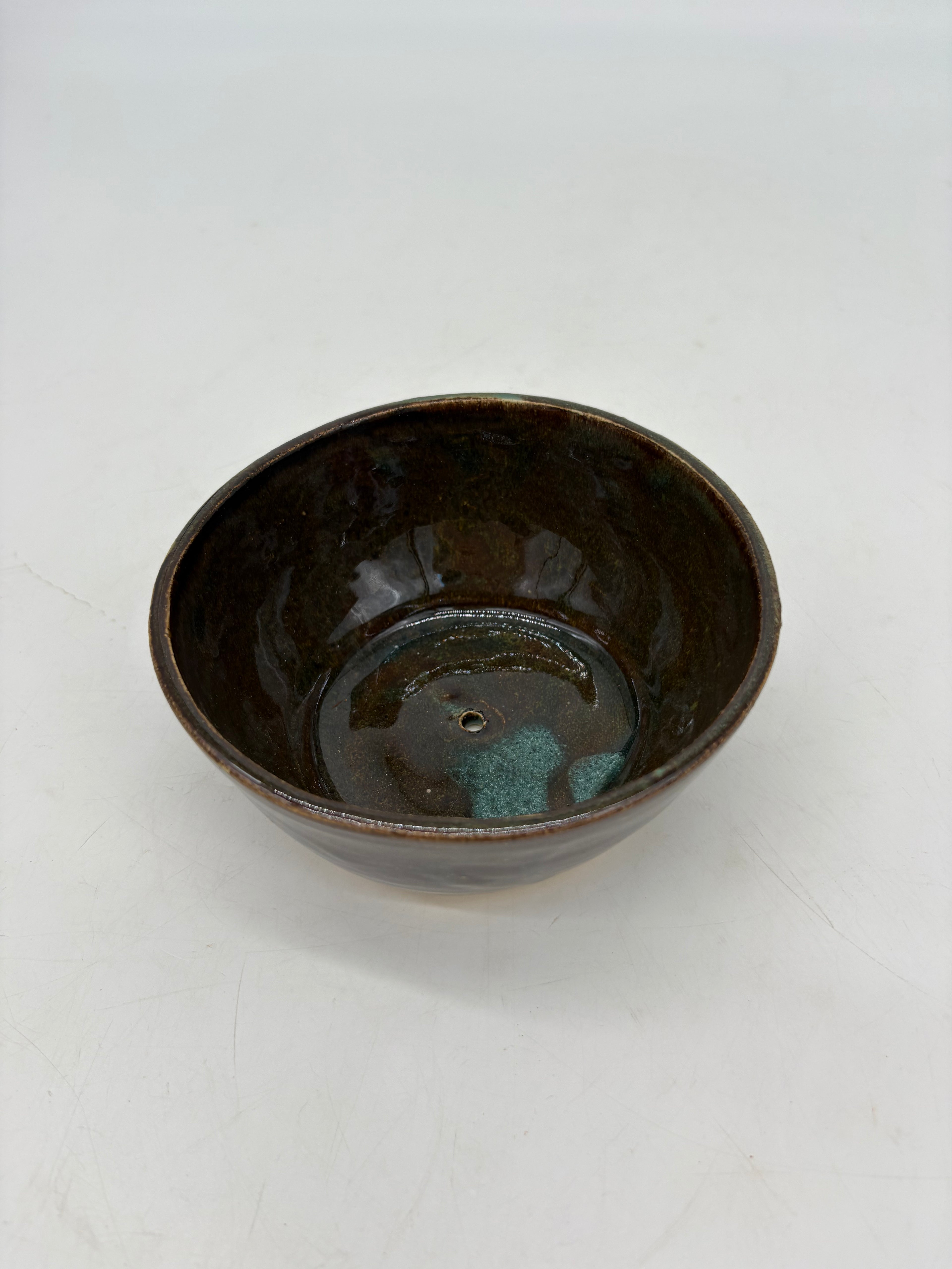 Dark Brown with Teal Streaks Planter