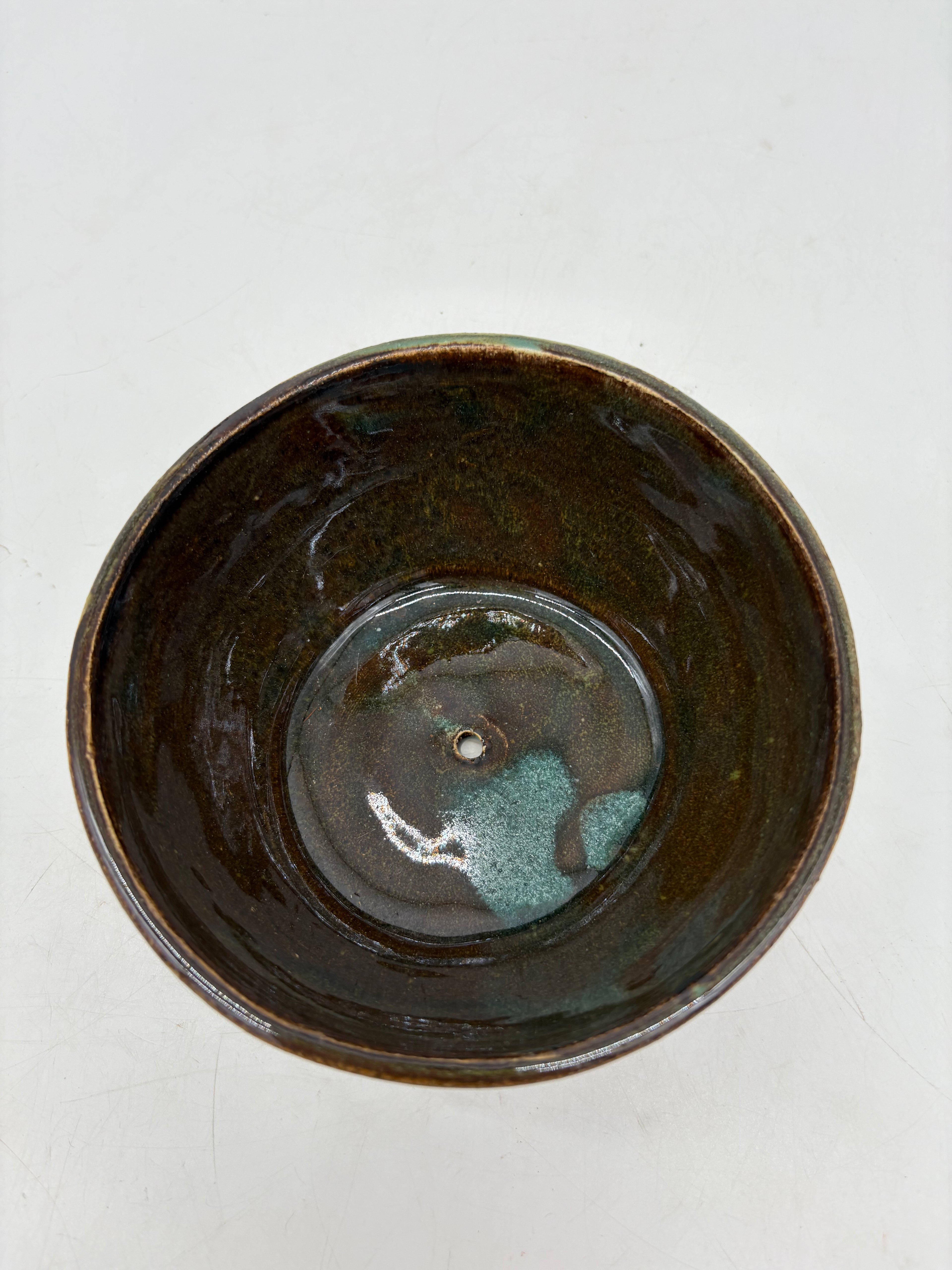 Dark Brown with Teal Streaks Planter