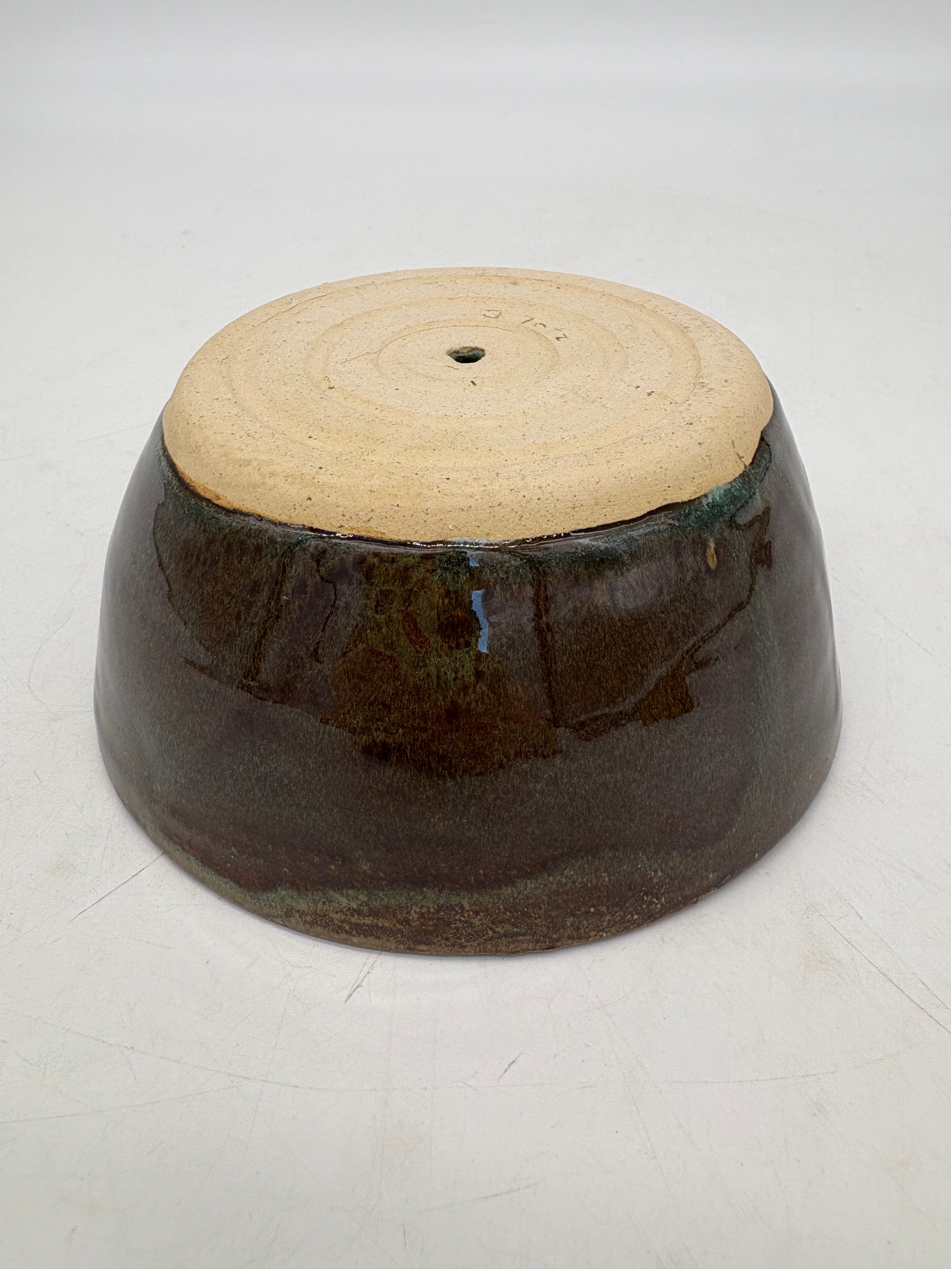 Dark Brown with Teal Streaks Planter