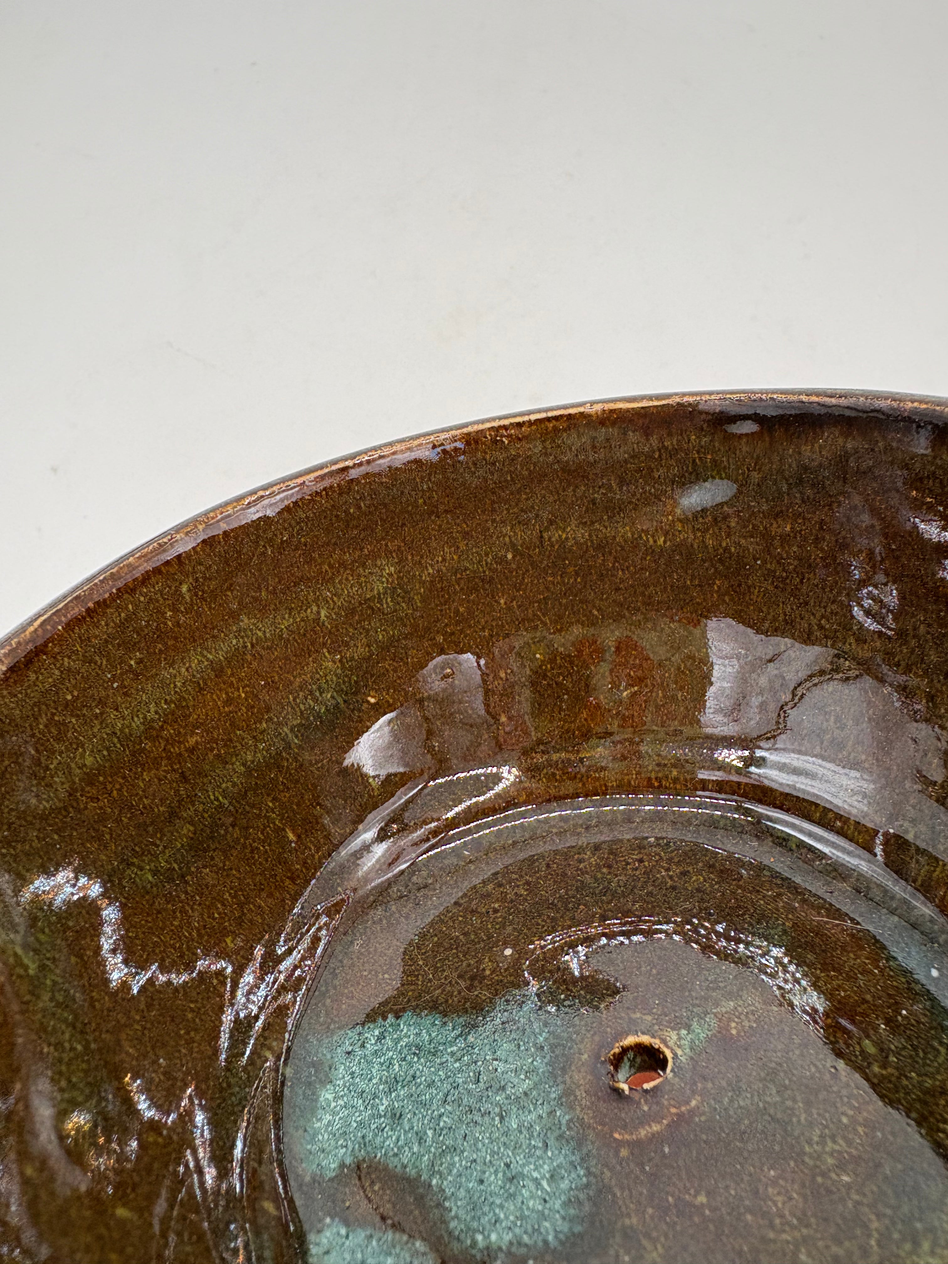 Dark Brown with Teal Streaks Planter