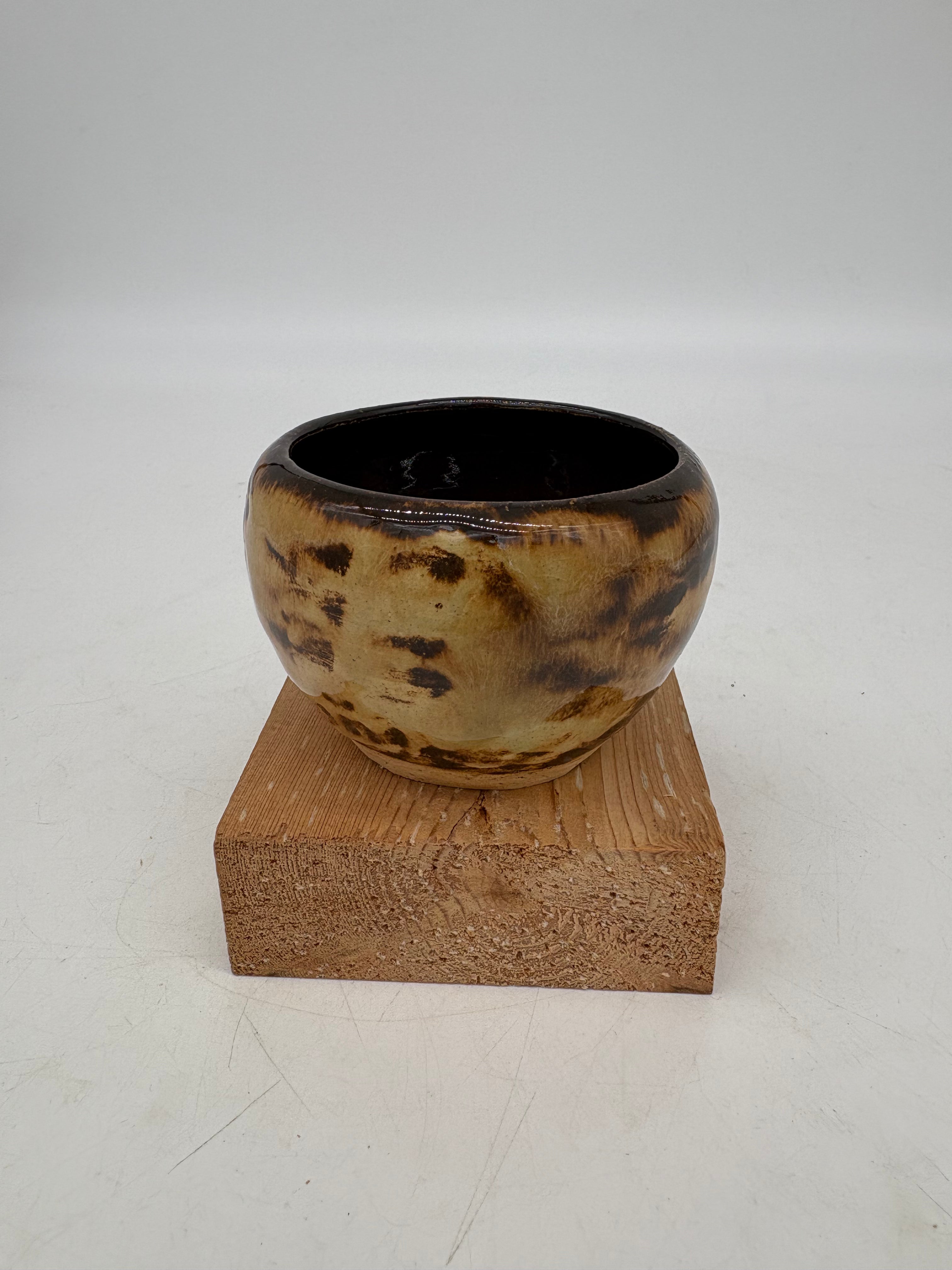 Cream and Brown Miniature Bowl