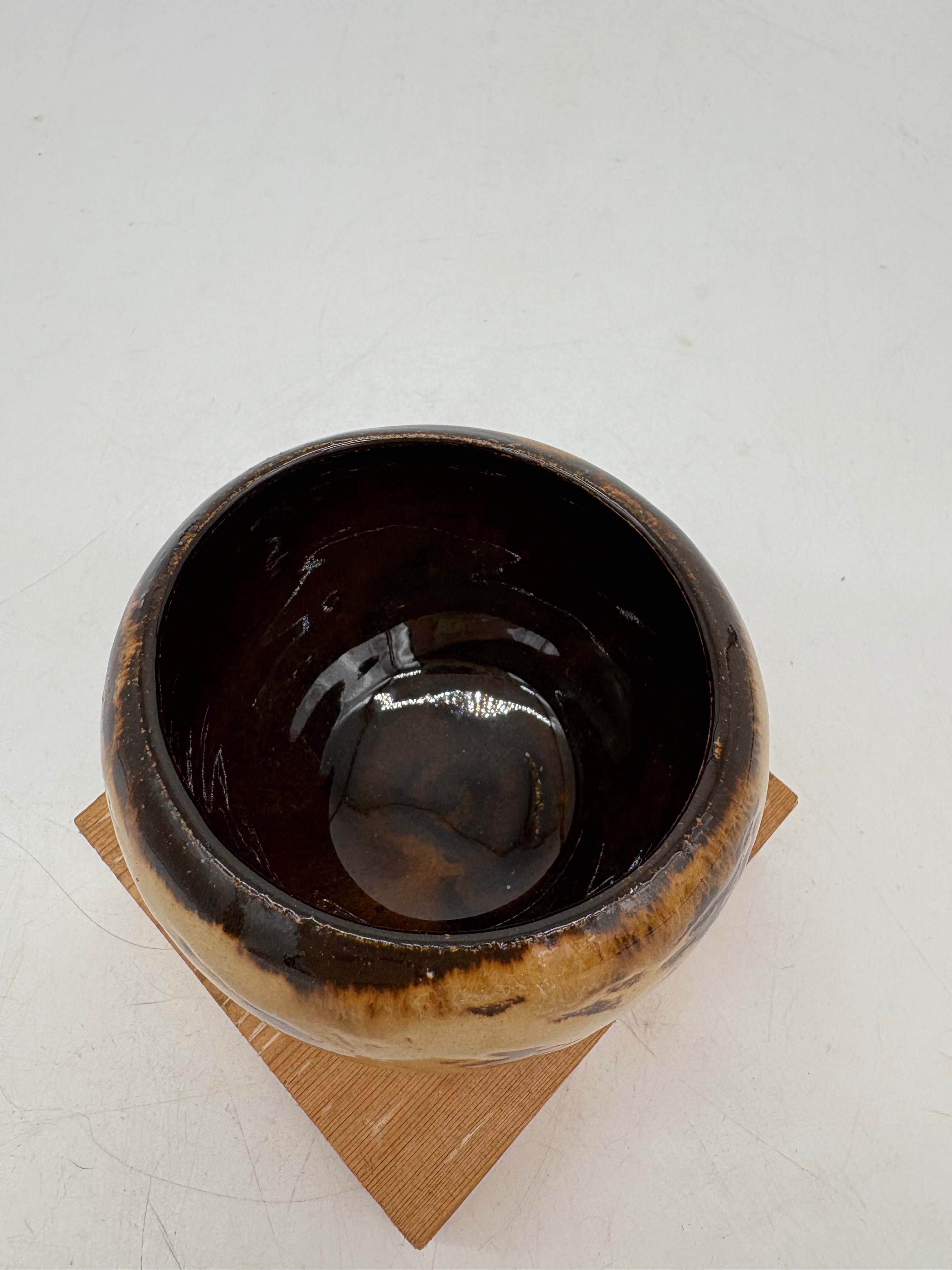 Cream and Brown Miniature Bowl