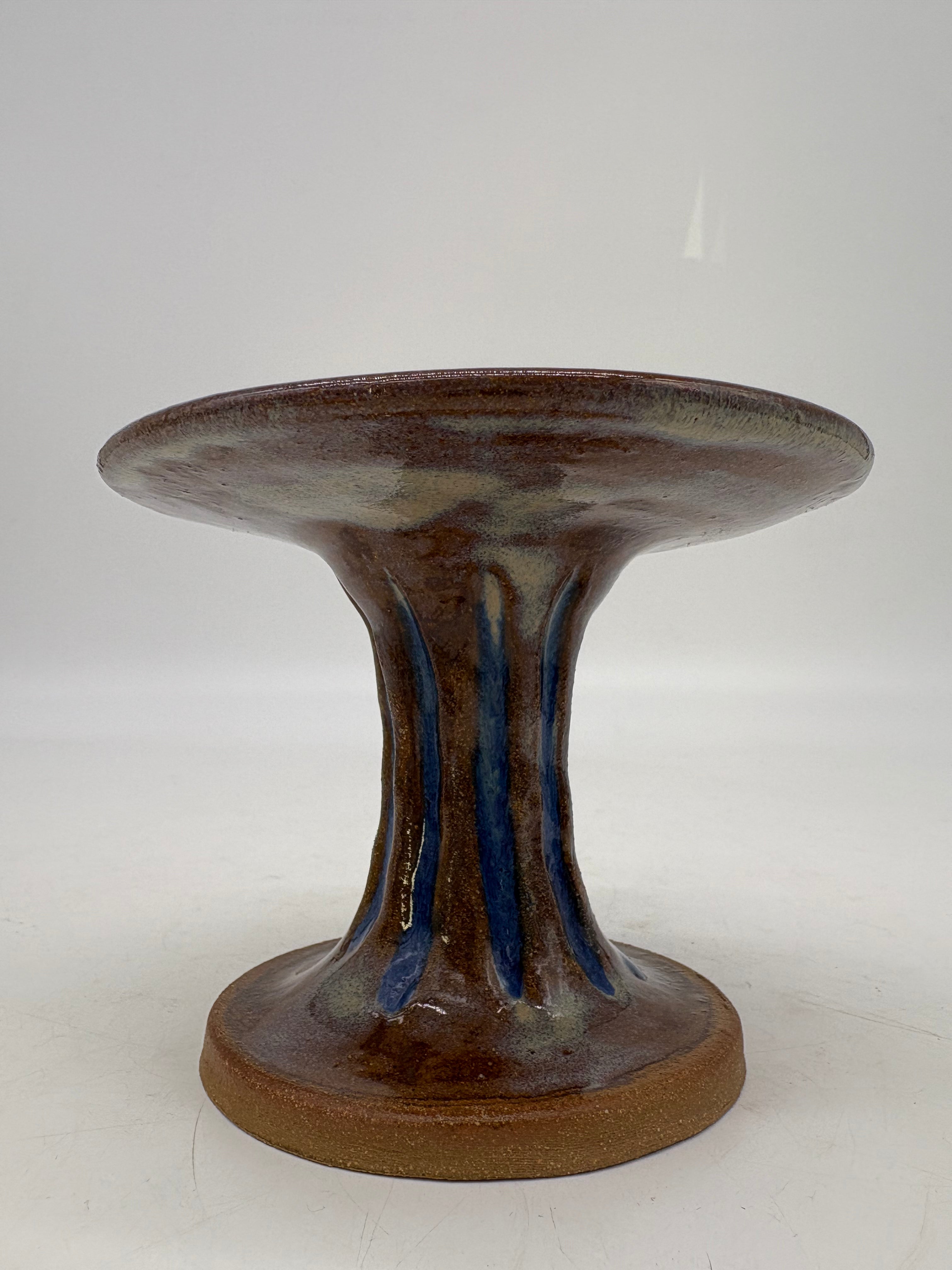 Blue and Cream Cat Food Pedestal