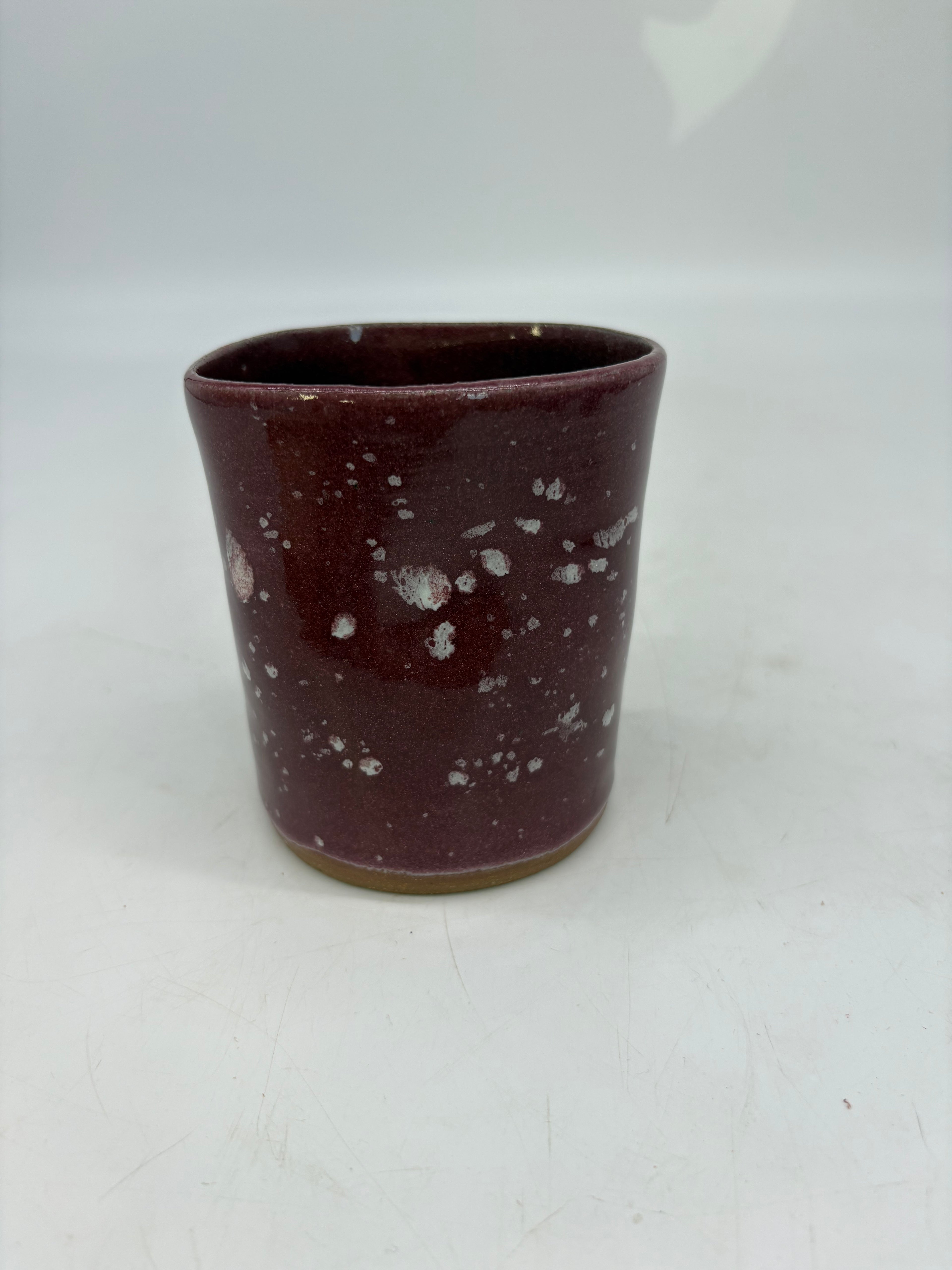 Cranberry and White Speckled Ergonomic Mug