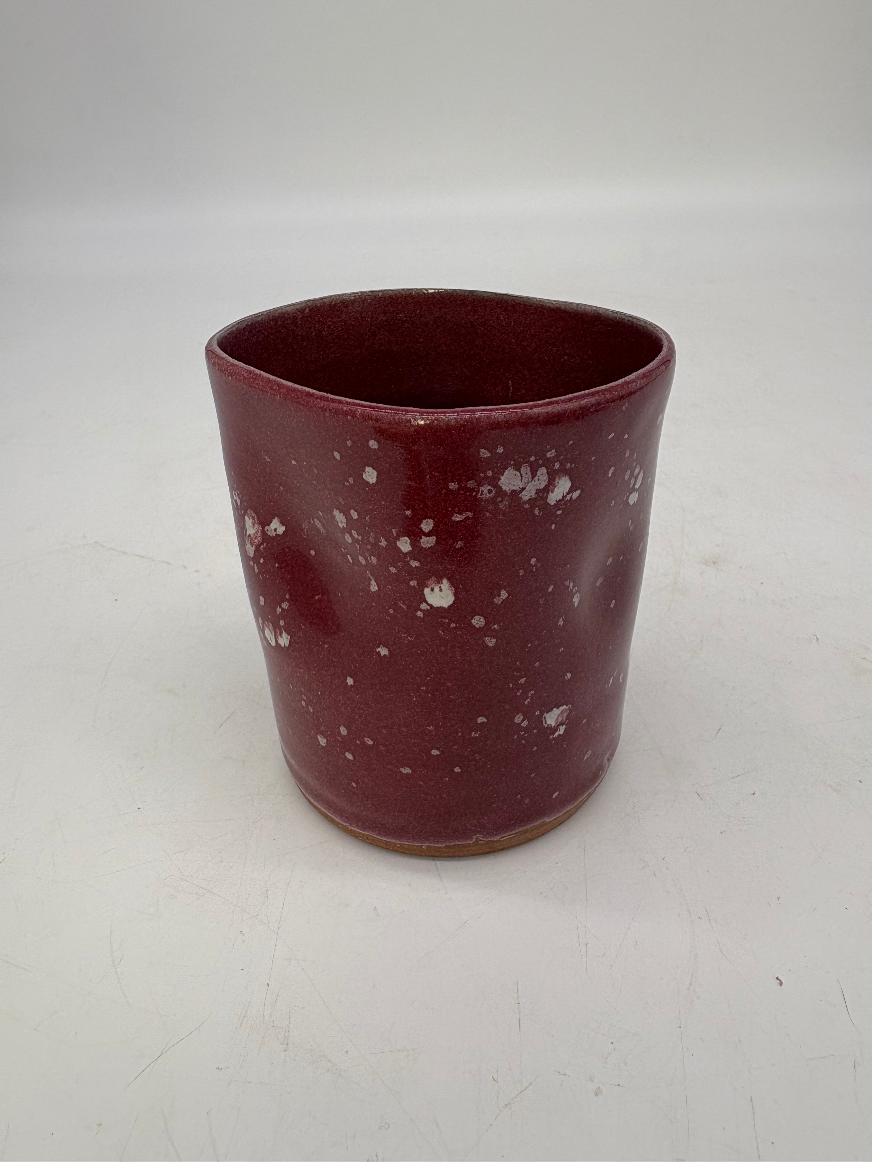 Cranberry and White Speckled Ergonomic Mug