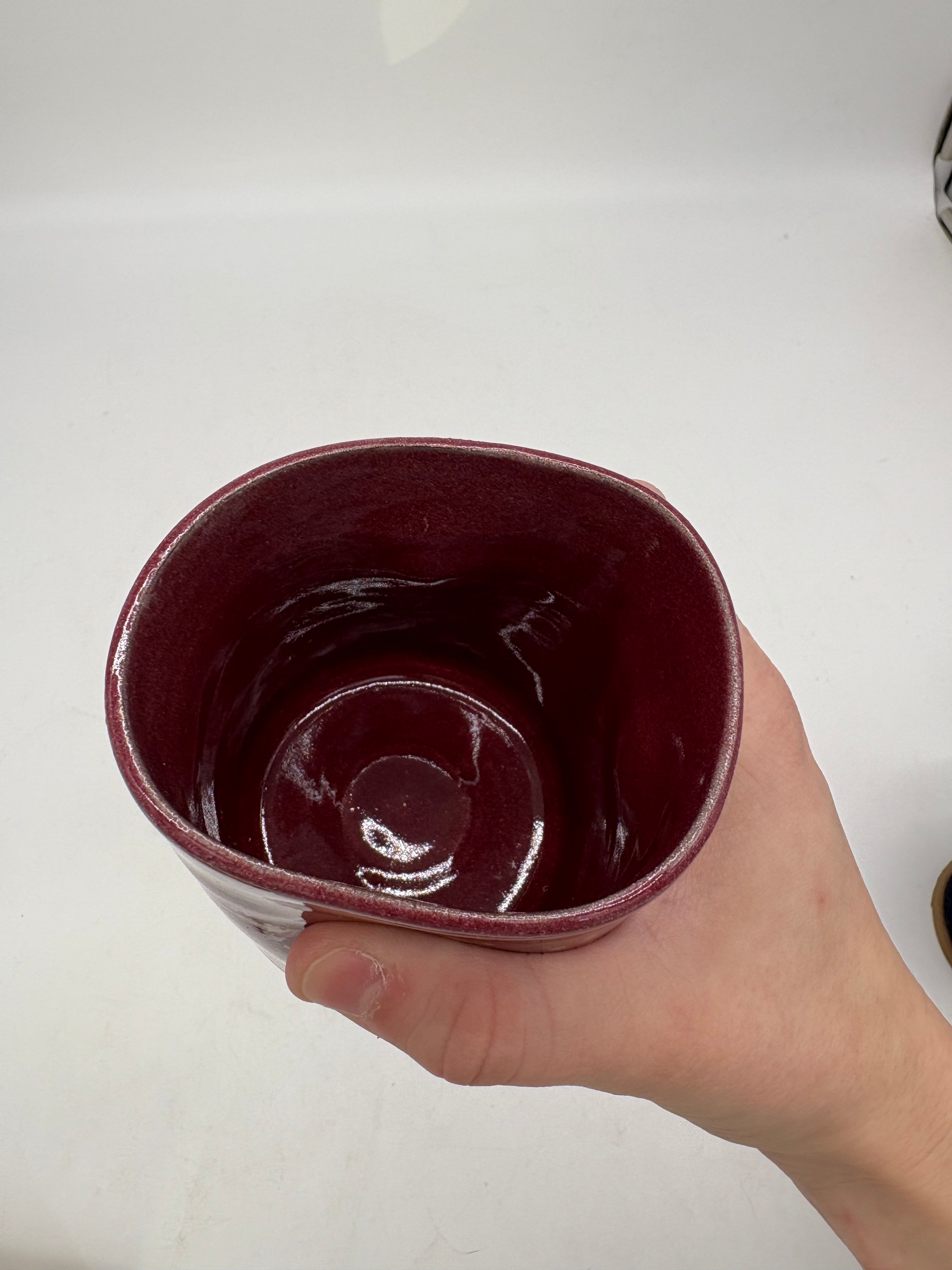 Cranberry and White Speckled Ergonomic Mug