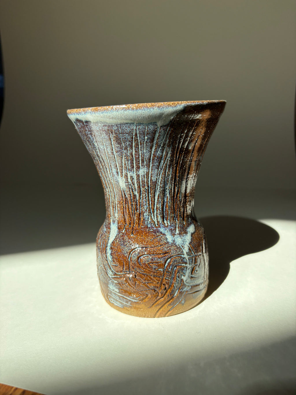 Textured brown vase - 38