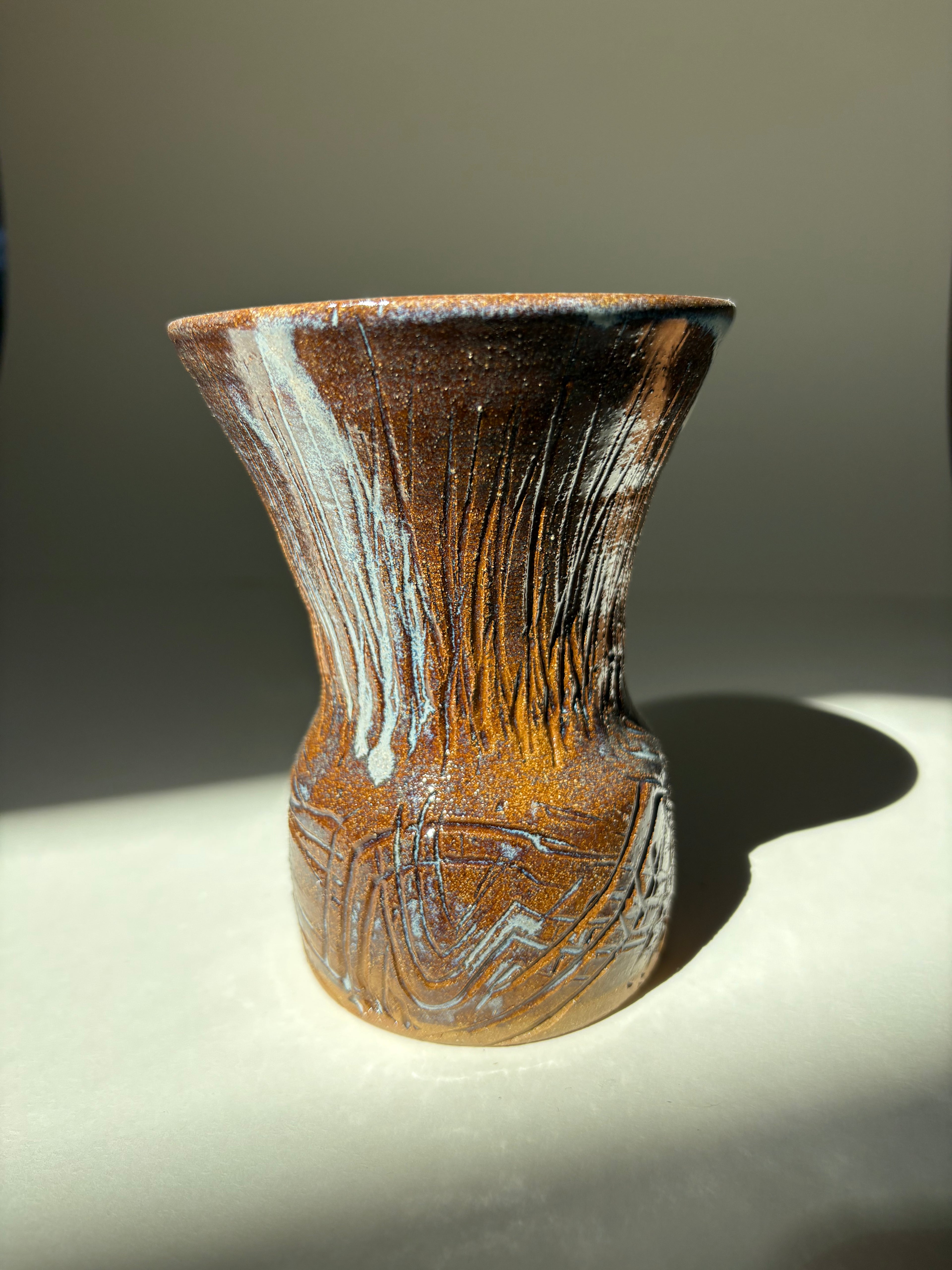 Textured brown vase - 38